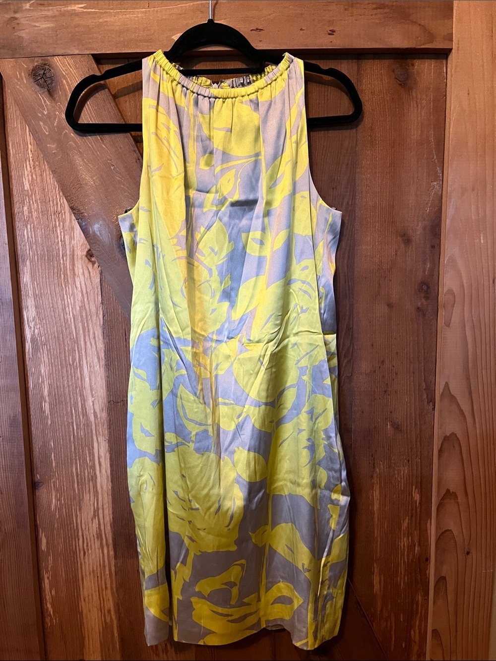 Taylor Yellow and Gray Floral Midi Dress